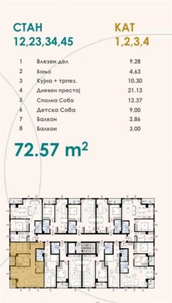 Fon salon mercedes 73m2 trosoben stan nov